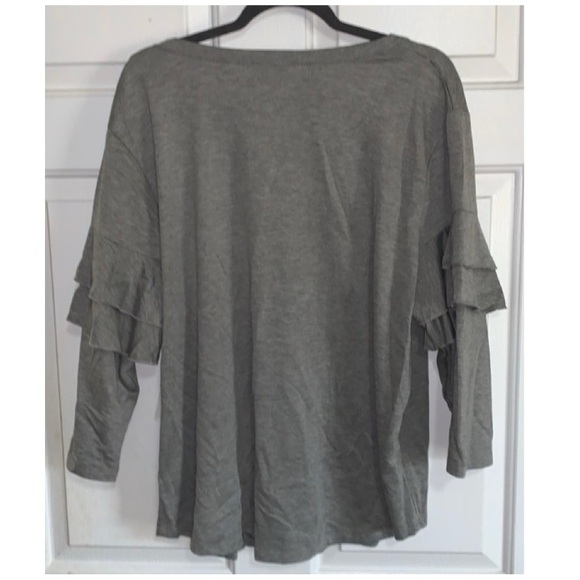🎅 SPORTELLE Gray Ruffle 3/4 Sleeves Comfy Top NWT 3X - Picture 2 of 14